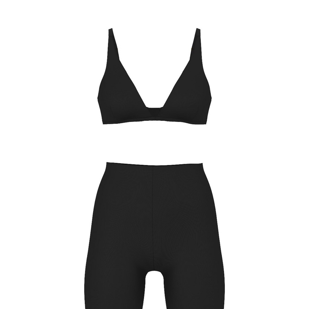 Victoria’s Secret SoSleek Triangle Bralette & Short Set Black Large - Picture 2 of 2